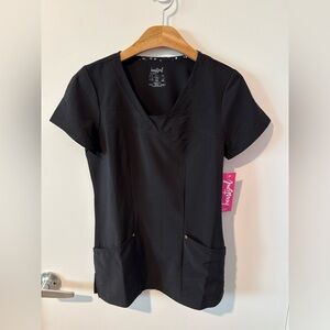 HeartSoul Black Women's Short Sleeve Scrub Top